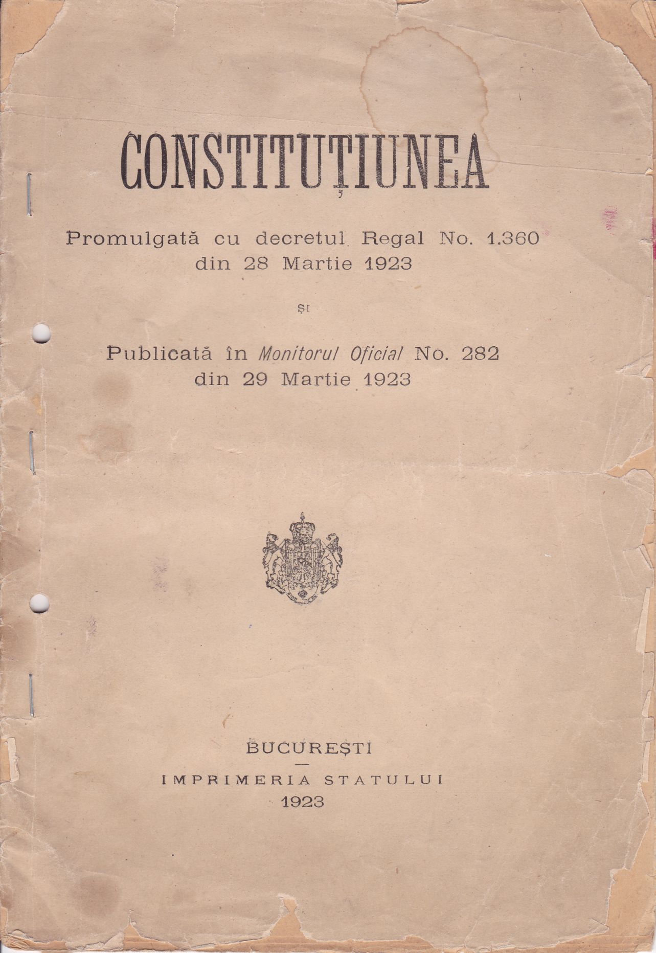 Constituția liberală din 1923 și „spiritul unei democrații desăvârșite”