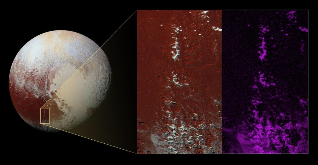 Când zăpada nu este din apă: spectacolul înghețat și roșiatic de pe Pluto