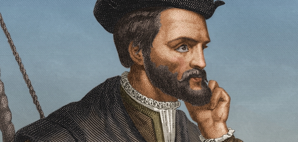 Imagine d eepocă cu exploatorul Jaques Cartier.