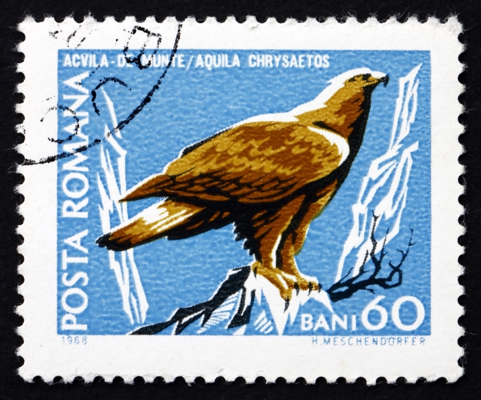 Primul timbru cu o acvilă de munte emis de Poşta Română