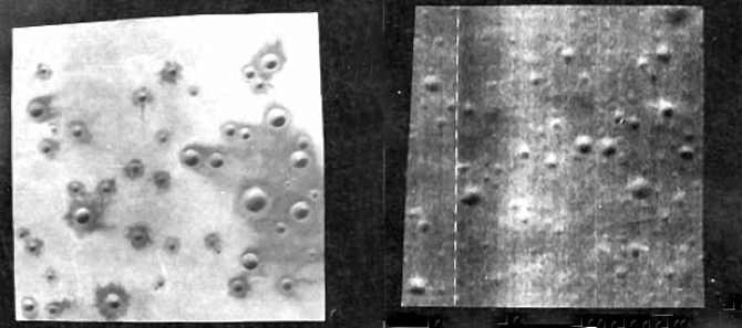 Hartă a craterelor de la Lake Crater (stânga) şi cele de pe Lună (dreapta)