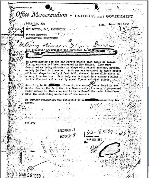 Un document al FBI din 1950