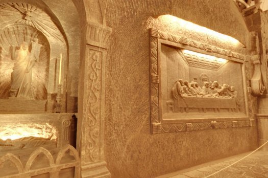 O reproducere a „Cinei cea de Taină” a lui Leonardo da Vinci a fost sculptată în peretele minei Wieliczka 