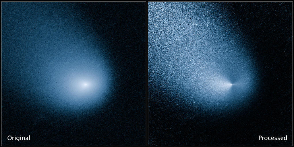 Cometa C/2013 A1, cunoscută şi sub numele de „Siding Spring”, fotografiată de telescopul spaţial Hubble