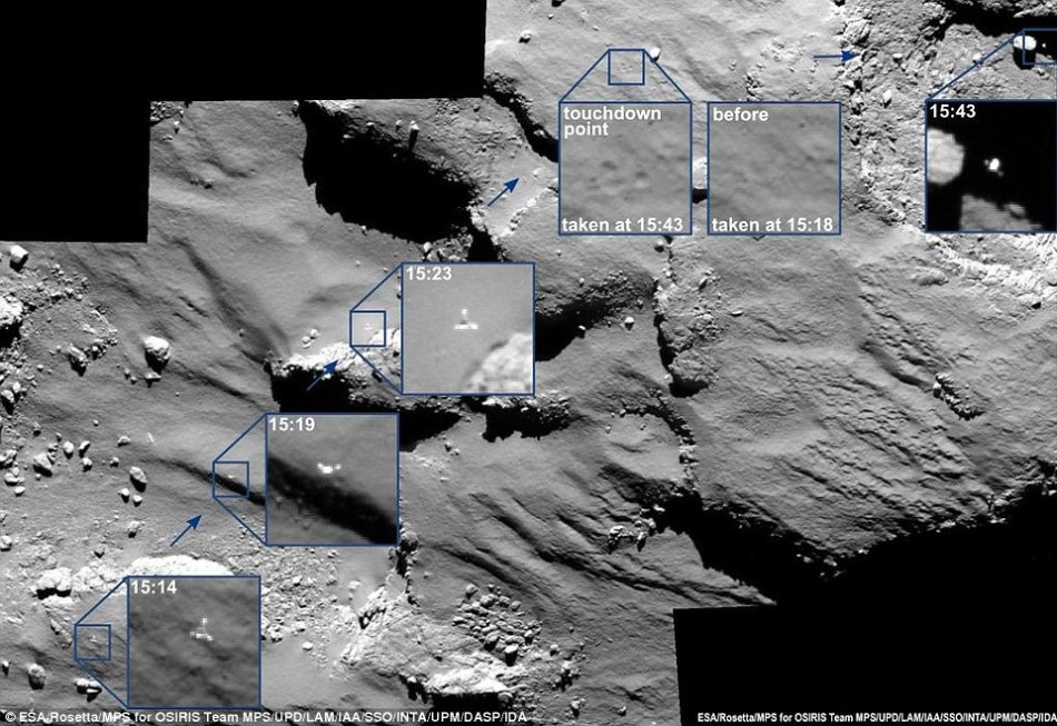 Cometa 67P prezintă la suprafaţă un strat de gheaţă surprinzător de gros, acoperit de un strat de praf.