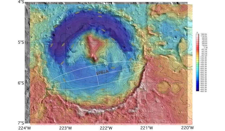 Craterul Gale - locul unde Curiosity îşi desfăşoară cercetările.