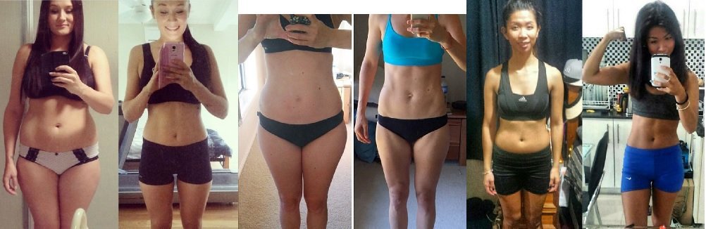 Fotografii ale clientelor, înainte şi după programul de antrenament