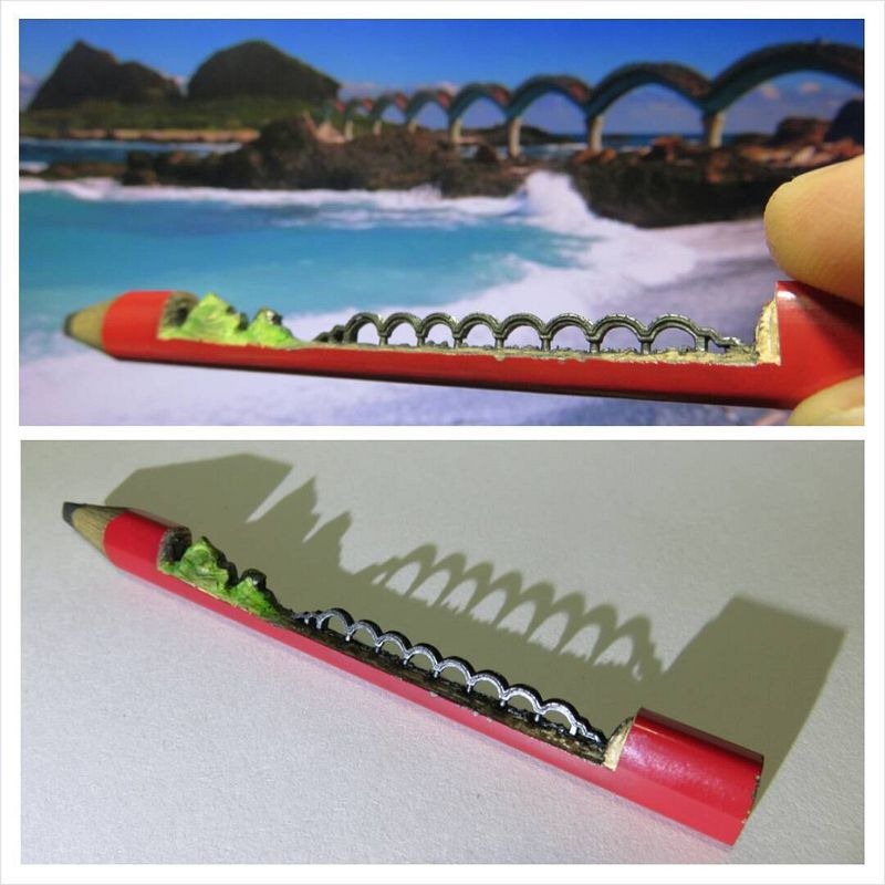 Chien Chu Lee e artistul care sculptează în griful creioanelor simple şi colorate. FOTO