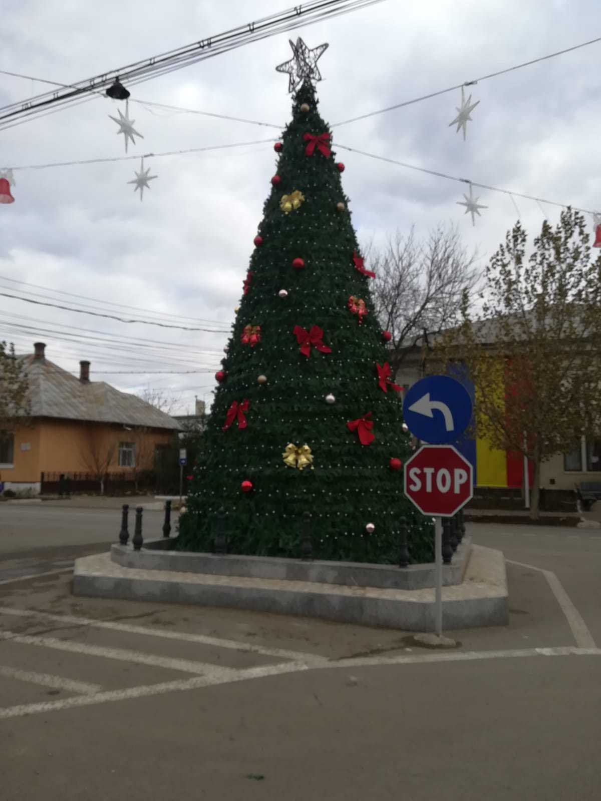 Monument în Galaţi, transformat în brad de Crăciun